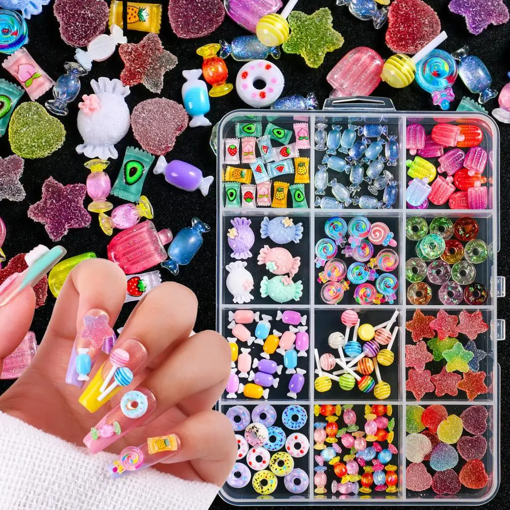 Decorazioni per unghie in resina con ciondoli per nail art, mini set di ciondoli in resina per gioielli in acrilico assortiti per la decorazione artigianale fai da te