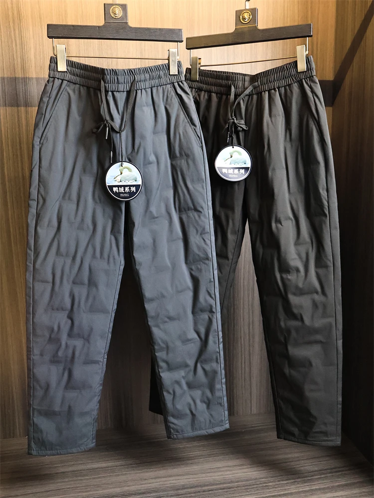 

Thiened down Pants Men's Autumn Winter Straight Leg Casual Trousers Windproof Waterproof Warmth Faion Urban Sle Long Pants