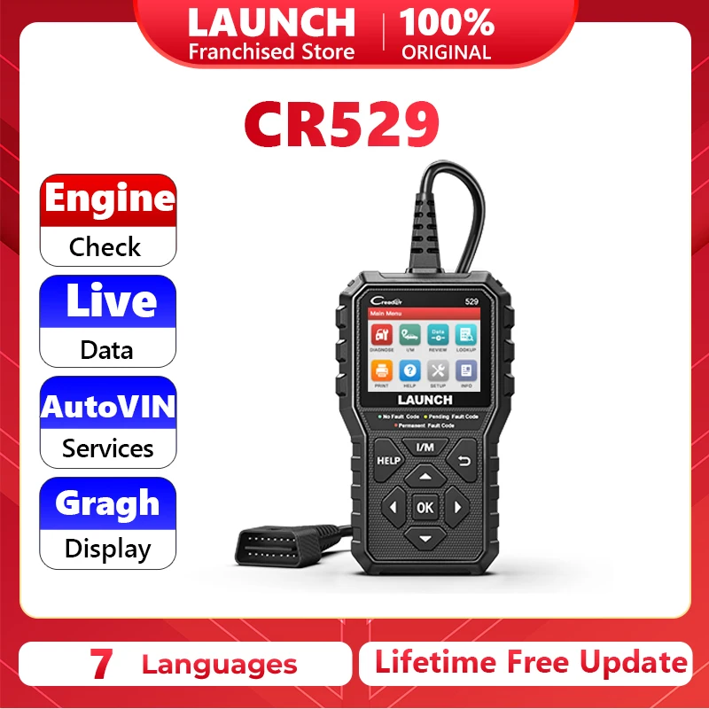 Launch Creader 529 CR529 Automotive OBDII Scanner Car Diagnostic Tools Engine Check OBDII Scan Tools Launch Obd2 Scanner X431