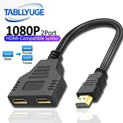 1080P 1 In 2 Out HDMI-compatible Splitter Cable Dual Port Hdmi-Compatible Cable Y Splitter Adapter for Laptop Monitor TV Box PC