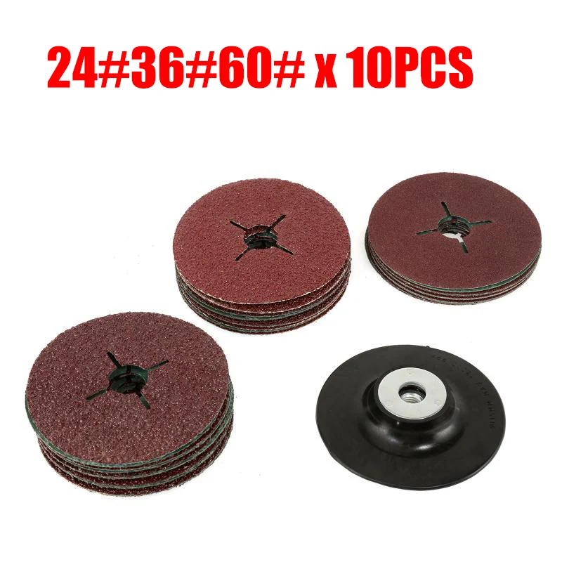 30PCS 115mm 24#36#60 Polishing Grinding Sheets Angle Grinder Cross Hole Steel Paper Grinding Disc Sandpaper Power Tool Parts