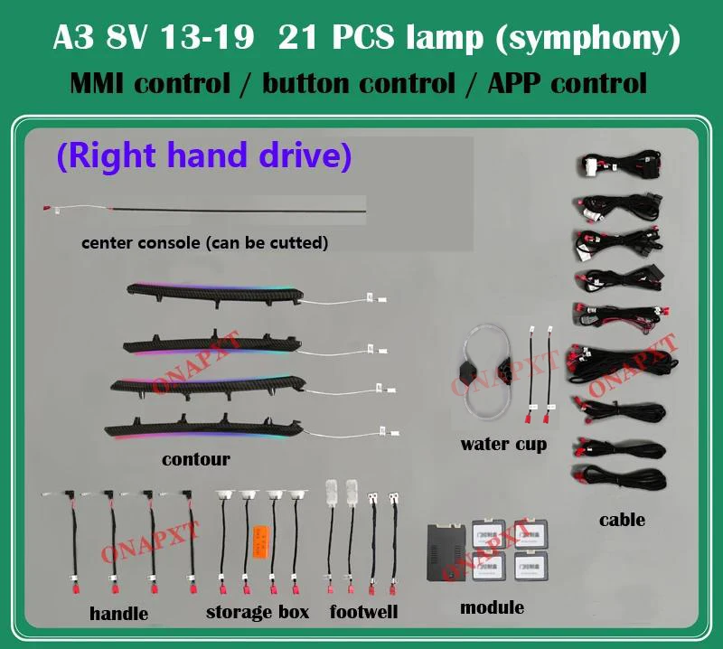 Auto Strip Voor Audi A3 8V 8Y S3 RS3 2013-2021 Mqb Dashboard Ontluchter Decoratieve Omgevingslicht led Sfeer Nozzle Lamp 30-Kleur
