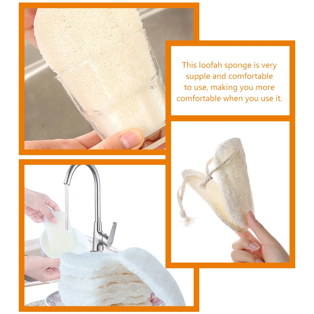 

3 Pcs Not Hurt The Pot Loofah Dishcloth Cleaning Sponges Kitchen Scourers Natural