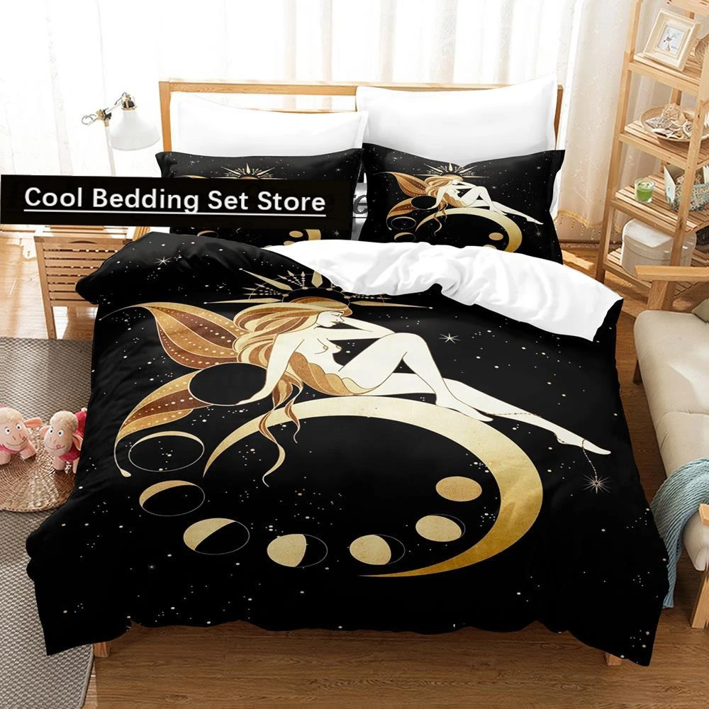 

New Witch Moon Bedding Set Single Twin Full Queen King Size Bed Set Aldult Kid Bedroom Duvetcover Sets Anime Bed Sheet Set