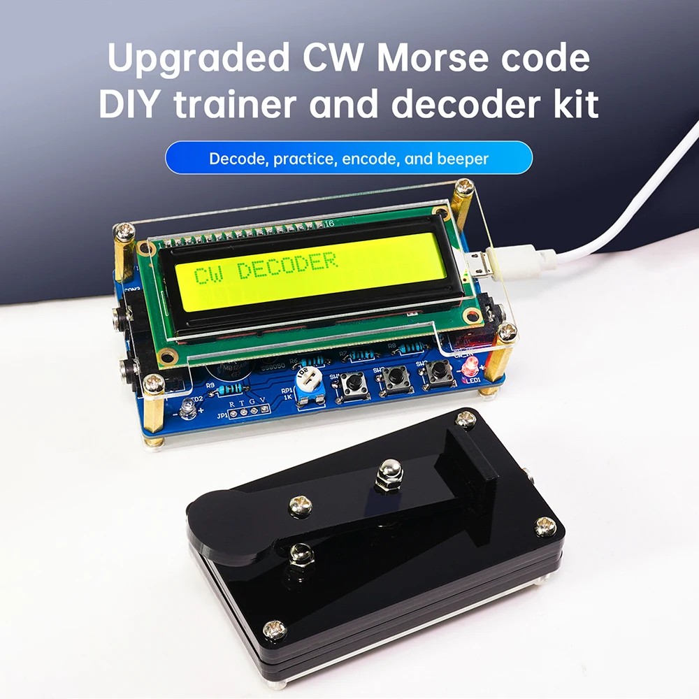 

DC5V CW Morse Code Decoder Digital LCD CW Trainer Circuit Board Welding Practice DIY Telegraph Decoder Electronic Kit