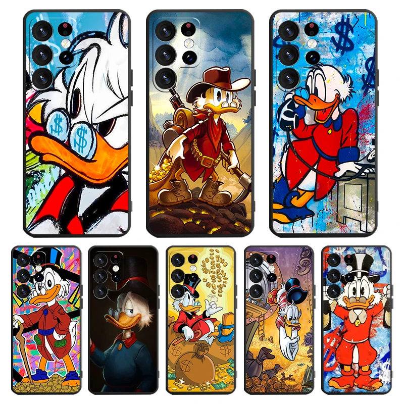 Disney Scrooge McDuck For Samsung Galaxy S24 S23 S22 S21 S20 FE S10 S10E Plus Ultra Pro Lite 5G Black Soft Phone Case