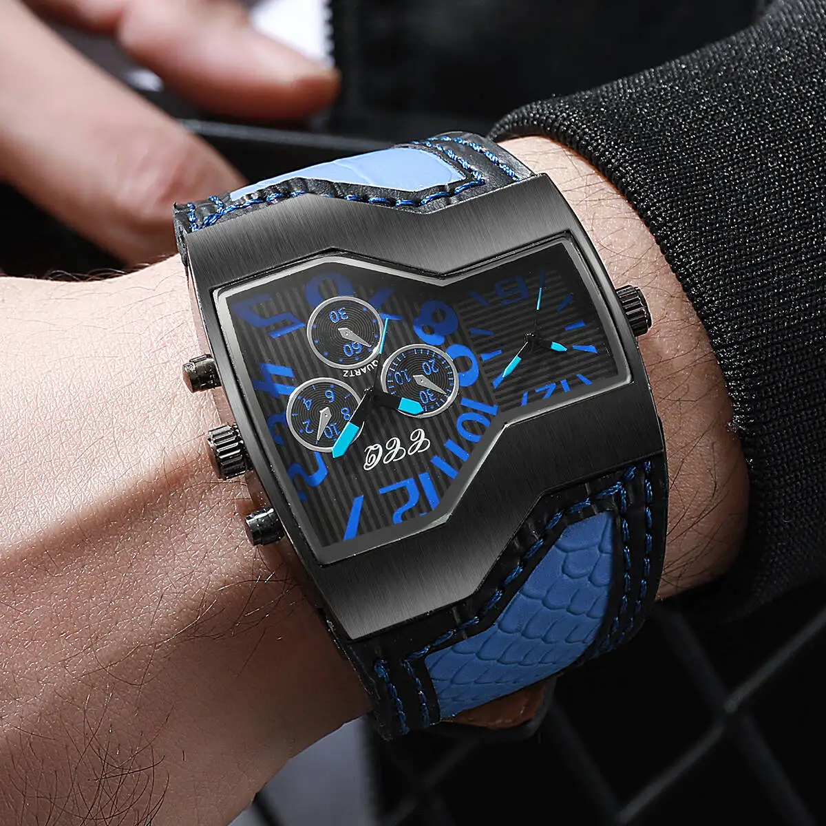 ساعات رجالية فاخرة الطلب الكبير ساعة كوارتز عادية حلقة من جلد الرجال ساعة يد رياضية Relogio Masculino (بدون صندوق)