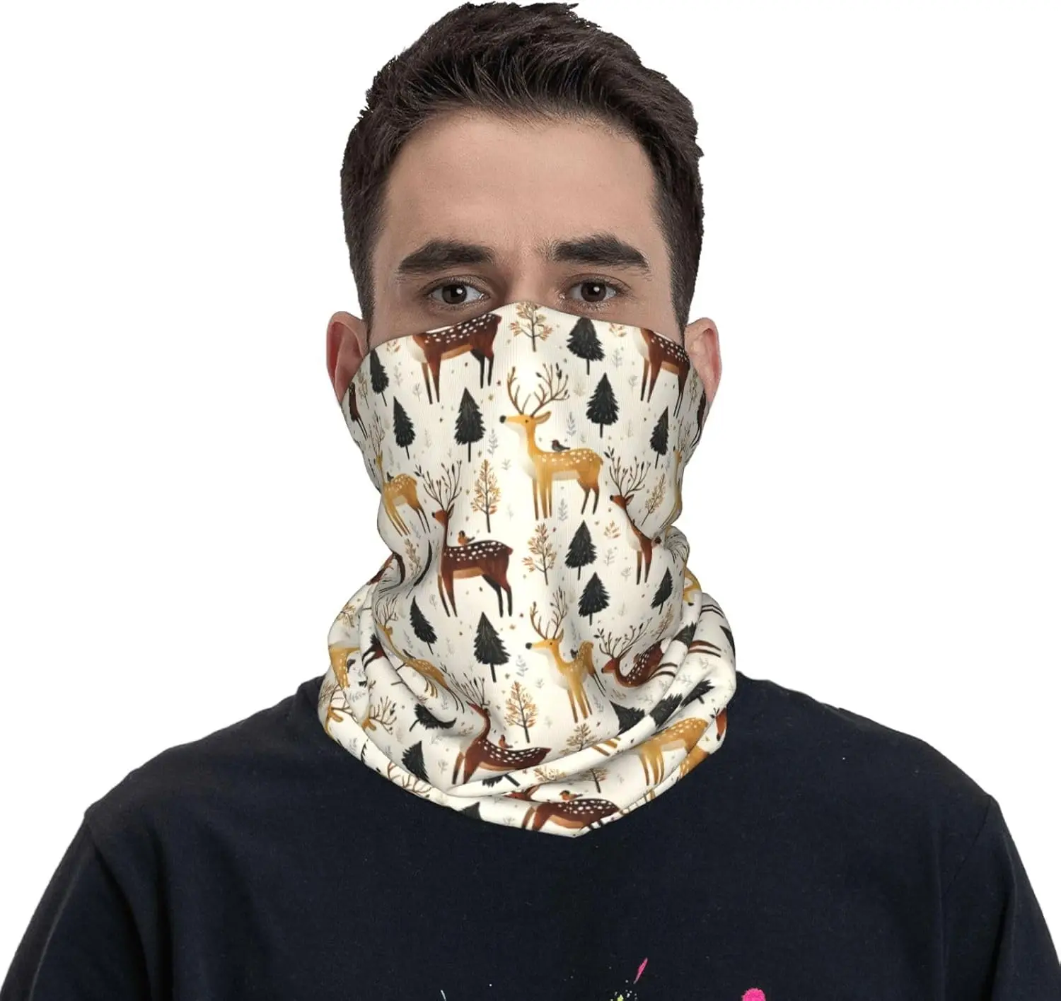Kominiarki męskie damskie z nadrukiem leśnych zwierząt, jeleni i ptaków, bandany, balaclava, półmaska na twarz, osłona na szyję, szalik.