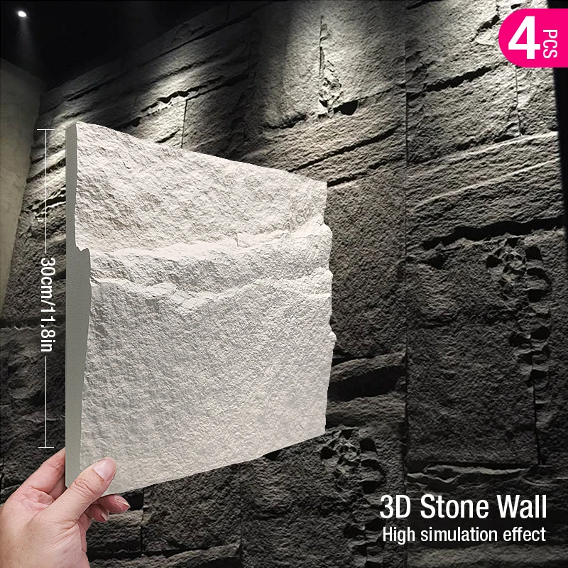 4pcs 30cm House Renovation mushroom stone Brick 3D Wall Panel Non Self Adhesive 3D Wall Sticker Mosaic Tile Waterproof Wallpaper