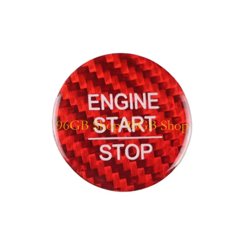 96GB Start Stop Button Cover Sticker Carbon Fiber Adhesive Trim for Car Interior Console Dashboard Engine Push Button Decoration