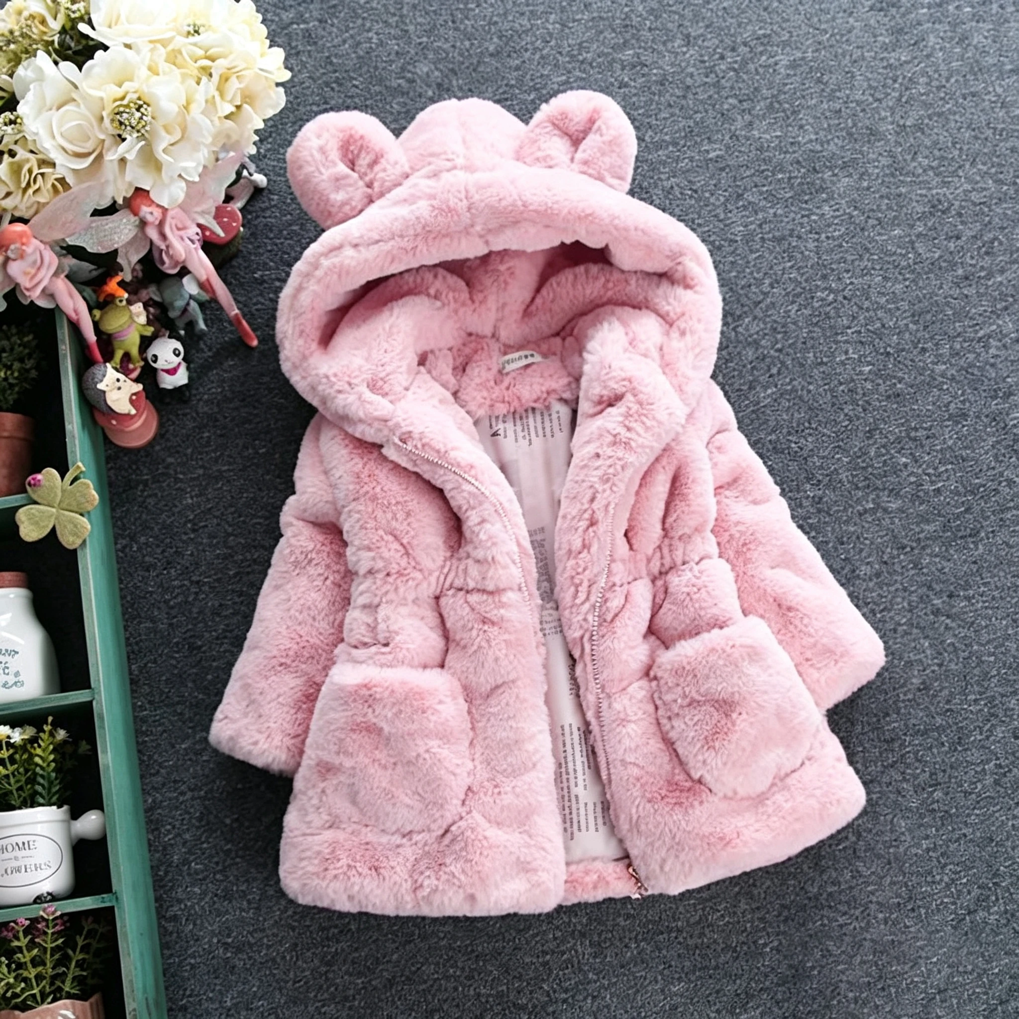 New Winter Keep Warm Girls Jacket Little Lamb Style Full Sleeve Thick Outerwear For Kids Children Birthday Present Coat