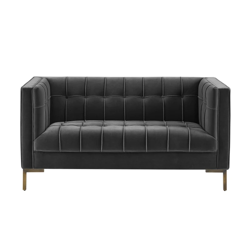 Isaac - Stitch Velvet Loveseat - Grijs