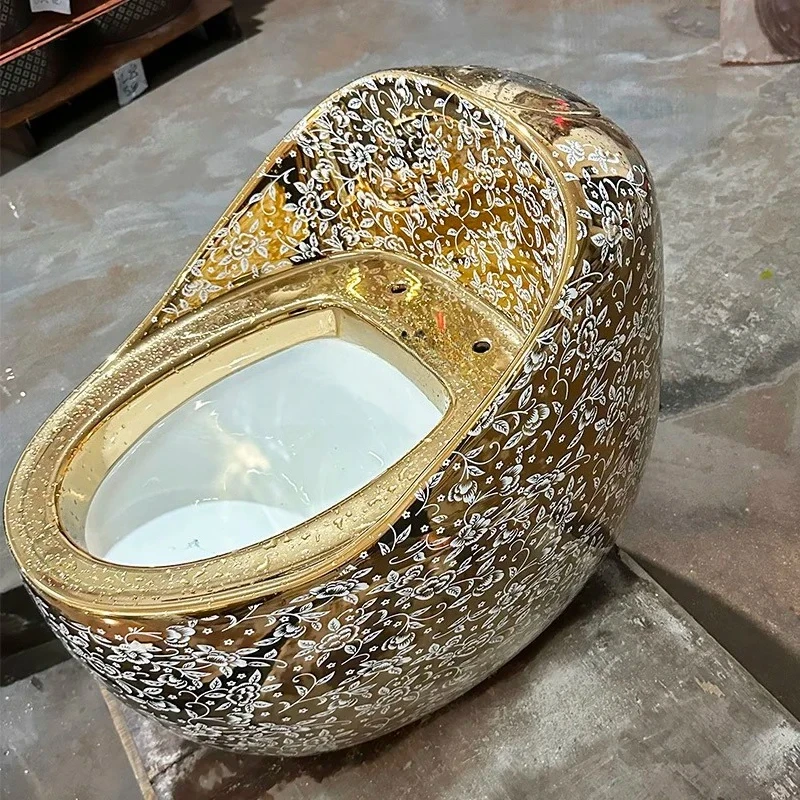 

Golden toilet European round local tyrant gold toilet art creative color gold toilet ceramic bathroom