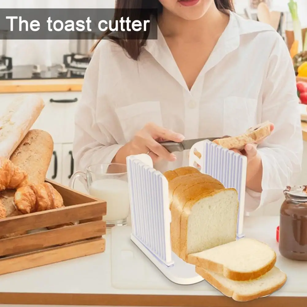 Toast Cutter Adjustable Width Bread Slicer Guide with Crumb Tray for Homemade Bread Foldable Crumb Tray Kitchen Accessories