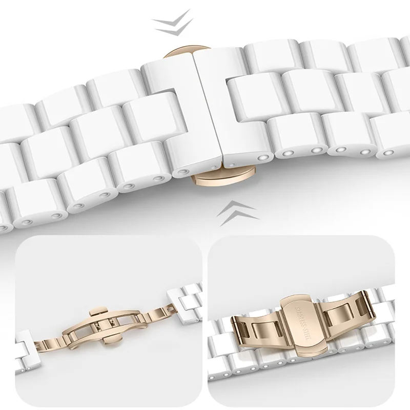 22mm 20mm Ceramic Strap For Huawei Watch GT3 Pro 46mm/43mm Metal Bracelet Wristband For Samsung Watch 5/4/3 Amazfit GTR/Stratos