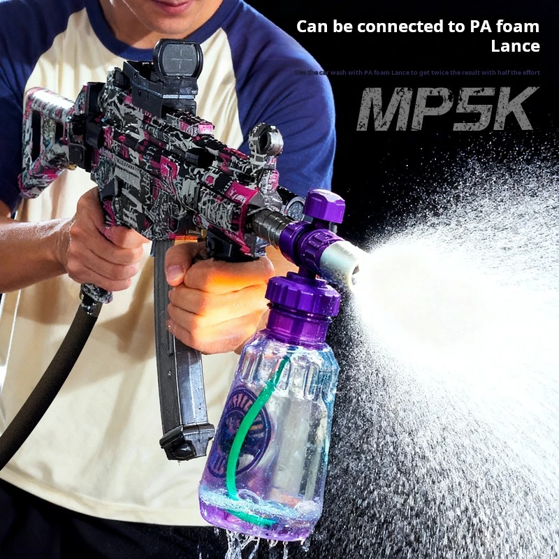 Pistola de agua para lavado de coches de juguete estilo MP5K, pulverizador de limpieza al aire libre divertido, Blasteer con pulverizador de alta presión, regalo genial para adultos