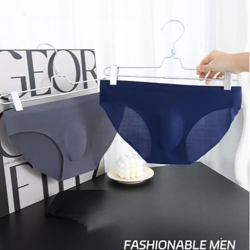 

Mens Ice Silk Convex Pouch Underpants Low Rise Sexy Briefs Seamless Breathable Panties Slip Homme Men's Bikini Swimming Trunks