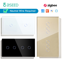 BSEED Zigbee Switches Double 1/2/3Gang 1/2/3Way Wireless Smart Touch Switches Sensor Wall Switch Tuya APP Smart Google Alexa