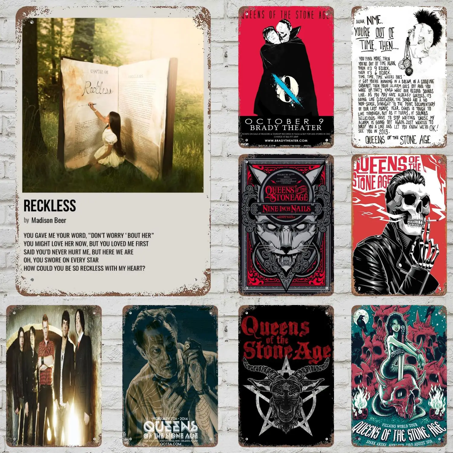 Queens of the Stone Age Retro Vintage Tin Sign Poster Decorative Plaque Metal Plate Wall Decor