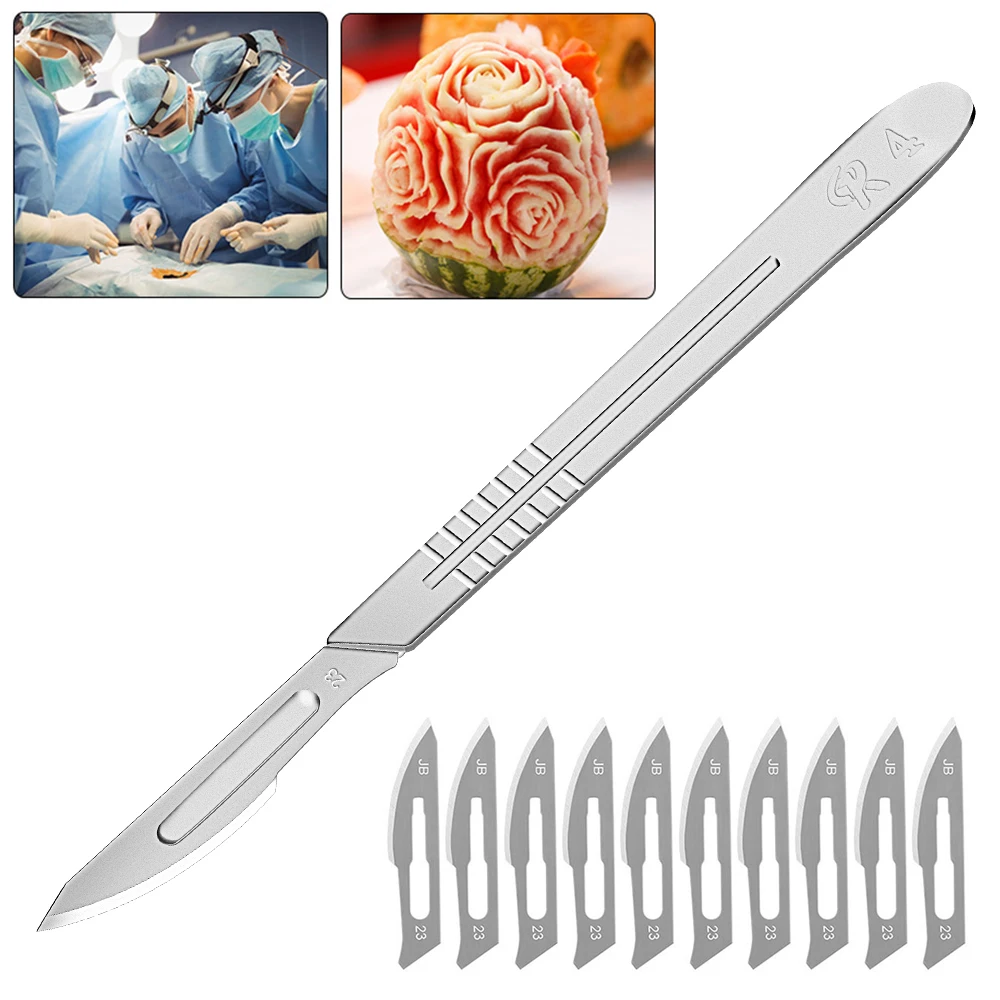 11# 23# Carbon Steel Surgical Scalpel Blades Handle Engraving Craft Knives Cutter Graver Screen Film DIY Cutting Tool Metal BOX