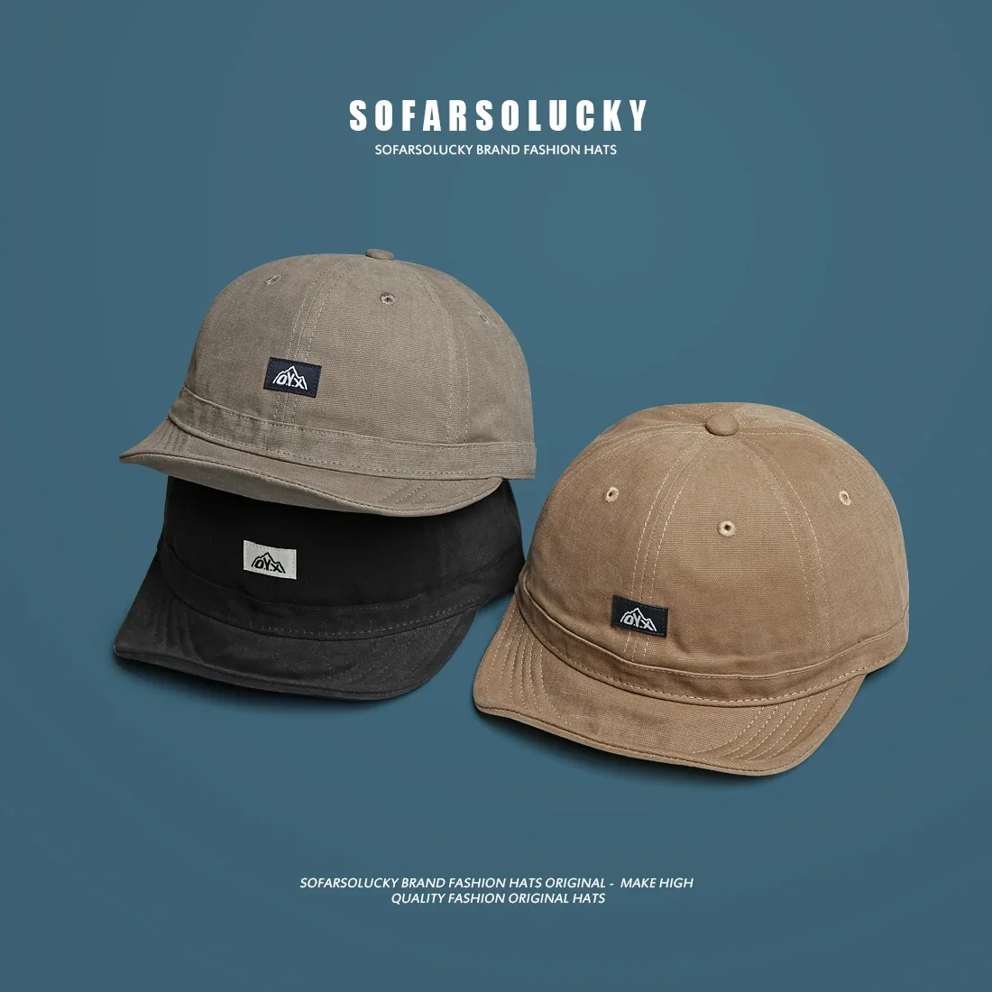 Japanese Retro Soft Brim Baseball Cap Men Tooling Style American Short Brim Baseball Cap Street Hong Kong Style Baseball Hat
