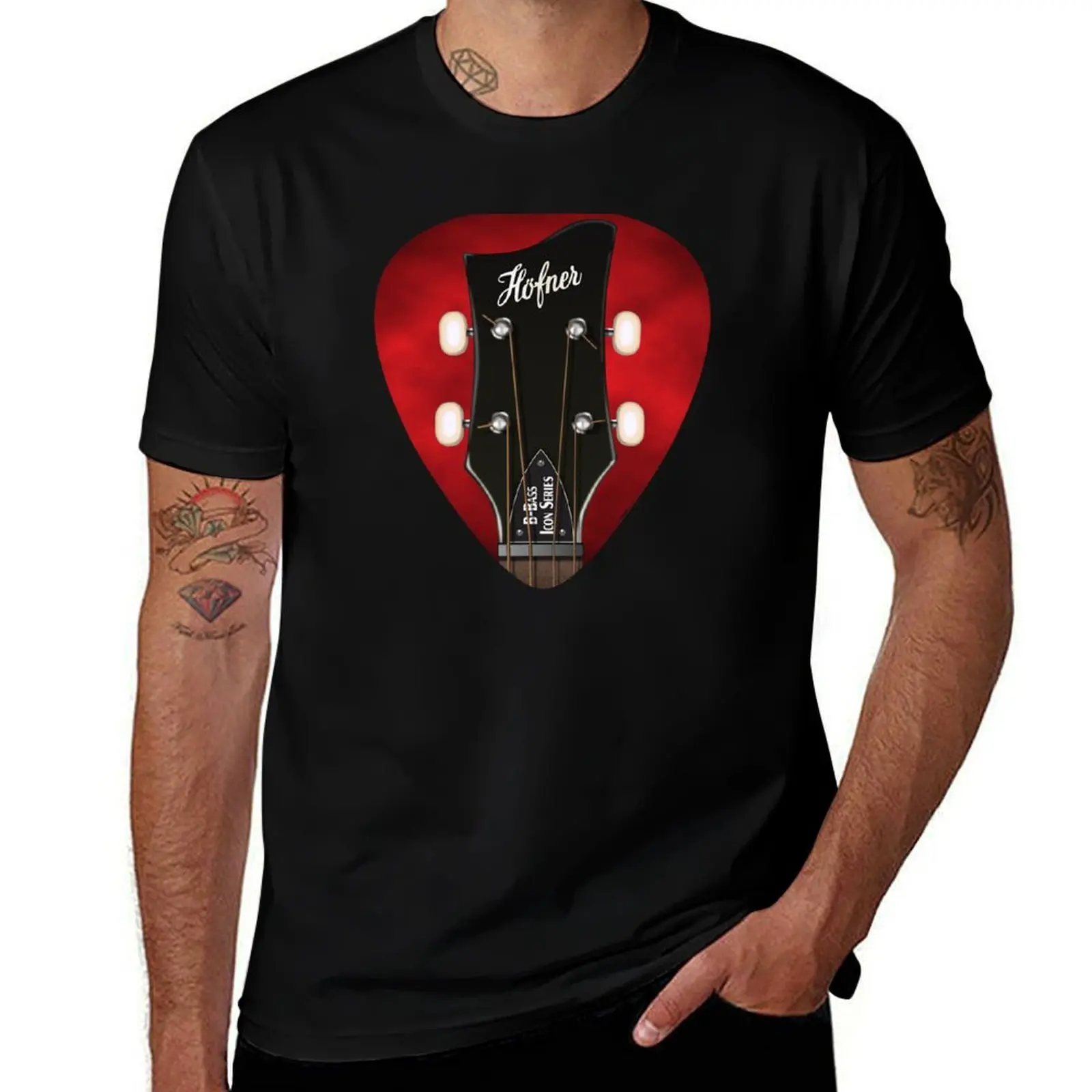 GUITAR HEADSTOCK PICK ART - HOFNER B-BASS Camiseta de algodón suave de talla grande