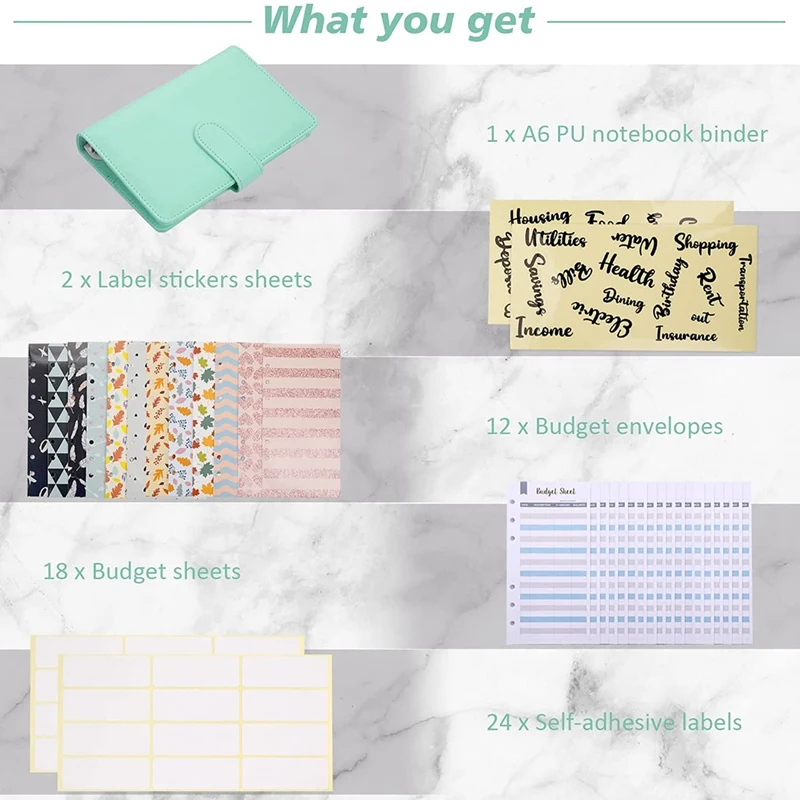 Hot TTKK A6 Binder Budget เงินสดซอง, Budget Planner Organizer ระบบสําหรับ Budgeting และ Saving เหมาะสําหรับทุกโอกาส