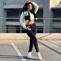 Fashion Women Varsity Jacket Long Sleeve Slim Letter Appliques Y2K Streetwear Autumn Winter Sweet Girl Baseball Jacket