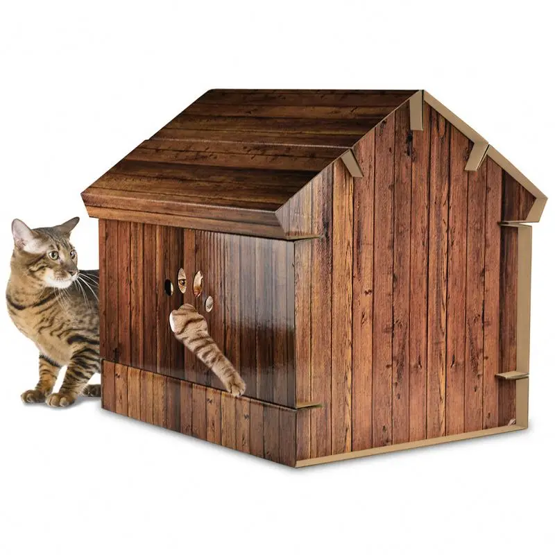 CWW Pet house with built-in cat scratch board  one-room dual-use