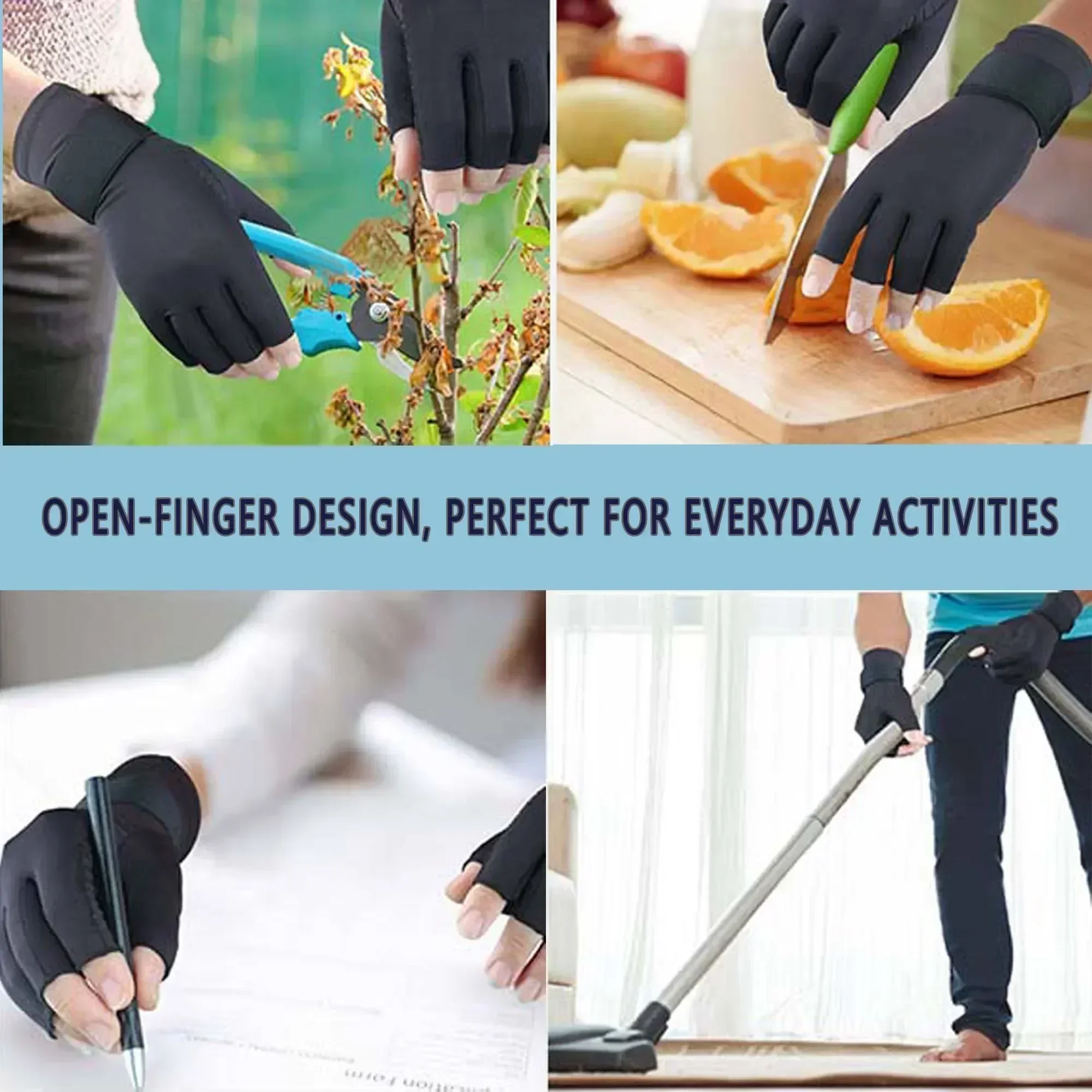 Copper Infused Arthritis Gloves Fingerless Compression Gloves for Hand Pain Carpal Tunnel Rheumatoid Tendonitis Muscle Unisex