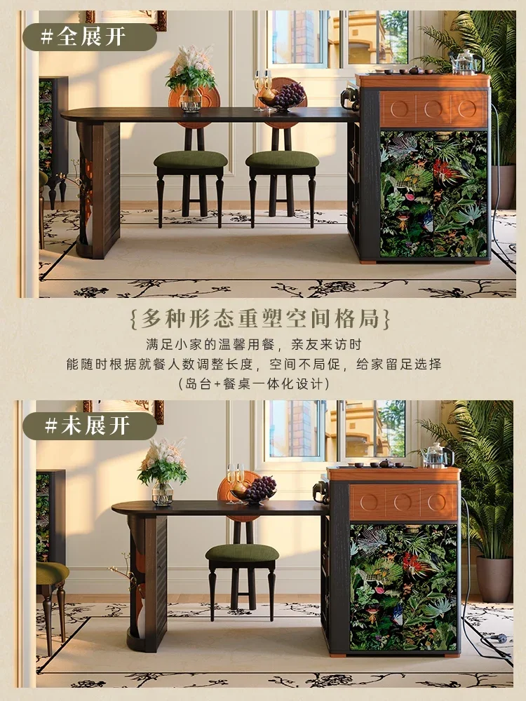 طاولة طعام متكاملة فرنسية قديمة منزلية متعددة الوظائف قابلة للسحب وطاولة طعام متوسطة عتيقة من الخشب الصلب