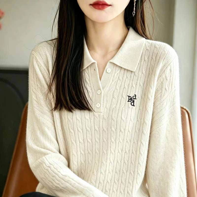 Women's boutique high-end sweater knitted pullover embroidered women's sweater long sleeved new cashmere sweater