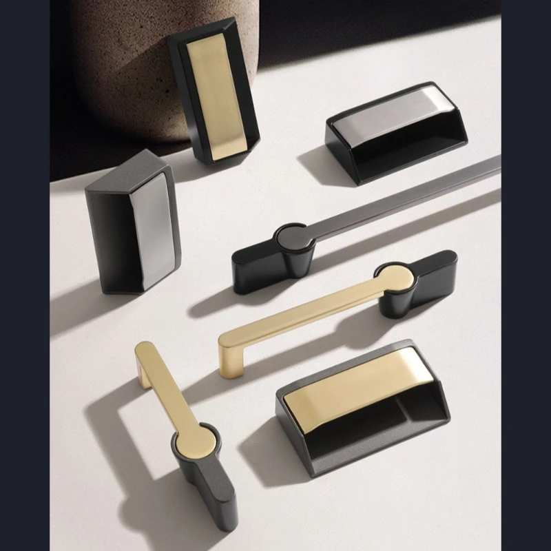 Modern Dual-tone Wardrobe Door Handle Gold/Silver Handles for Cabinets and Drawers Hardware Fitting Kitchen Cabinet Handles