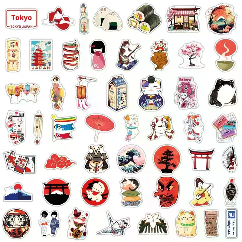 50pcs/set Cartoon Japanese Fresh Graffiti Stickers Creative Waterproof Decoration DIY Computer Notebook Children Stationery