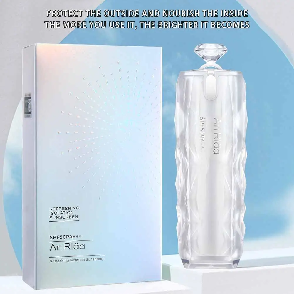 Protetor solar rosto branco garrafa, isolamento uv, clareamento, refrescante, non-freeze, luz, respirável, isolamento de protetor solar, n0g8, 2 em 1