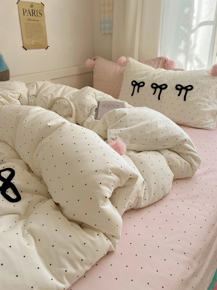 

Cotton Waed Bedding Set Cr Sle Knot Furry Four Piece Suite Pure Cotton Bed eet Bed Skirt Duvet Cover Pillo...