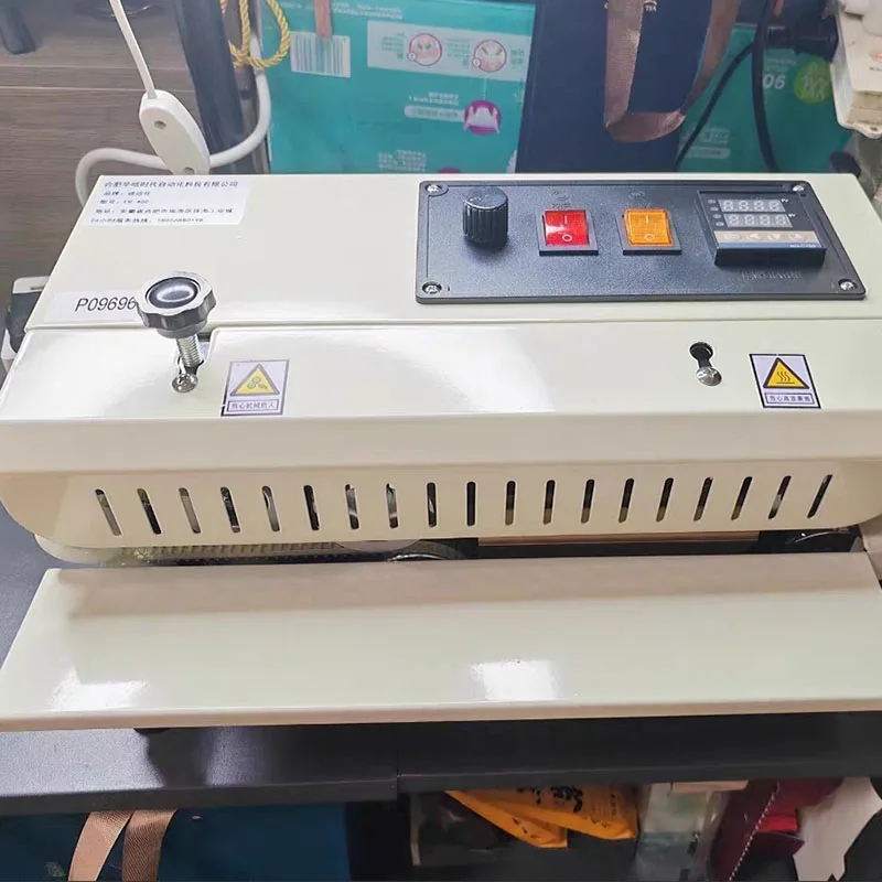 Auto Continuous Bag Sealing Machine Plastic Bag Packaging Band Sealing Machine Horizontal Bag Sealer Date Printing