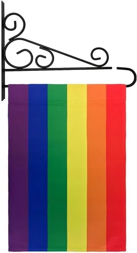 Rainbow Pride LGBT+ Garden Flag & Wall Mount - Double-Sided Thick, 12x18