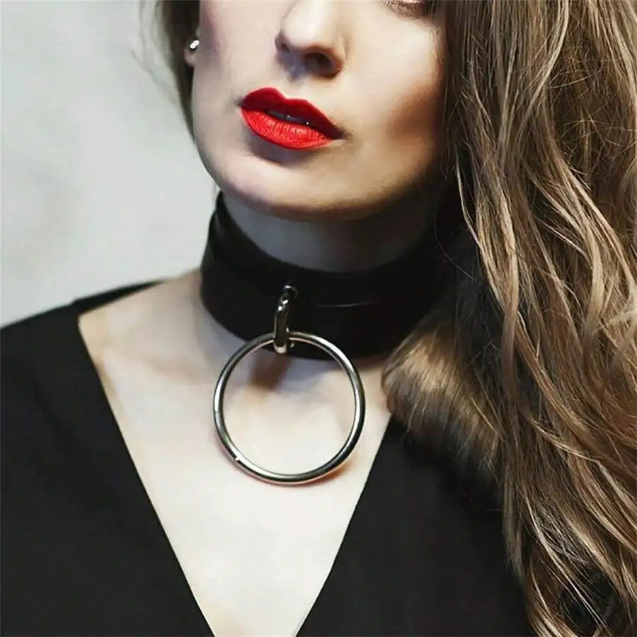 Women's PU Leather Neck Harness Body Bondage Belt Party O-Ring Collar Choker Necklace Women Sexy Cosplay Choker Faux Leather image 4