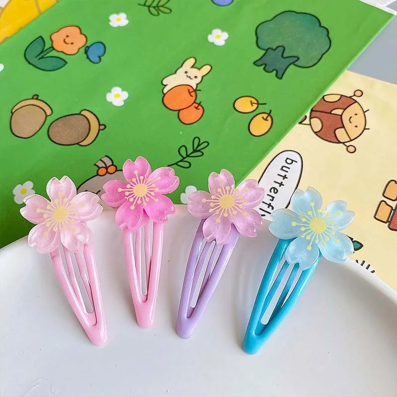 2PCS New Lovely Princess Sweet Cherry Blossoms Girls Hairpins Children Headwear Hairgrip Hair Clips Barrettes Hair Accessories