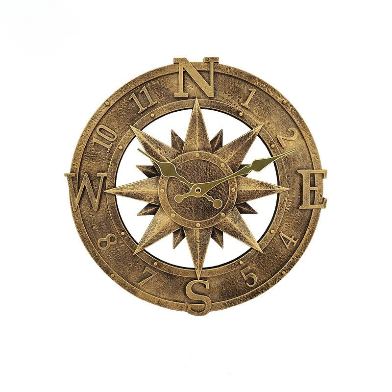 12 Inch Retro Outdoor Courtyard Decoration Waterproof Wall Clock Garden Resin Wall Clock Home Living Room Office Art Wall Clock