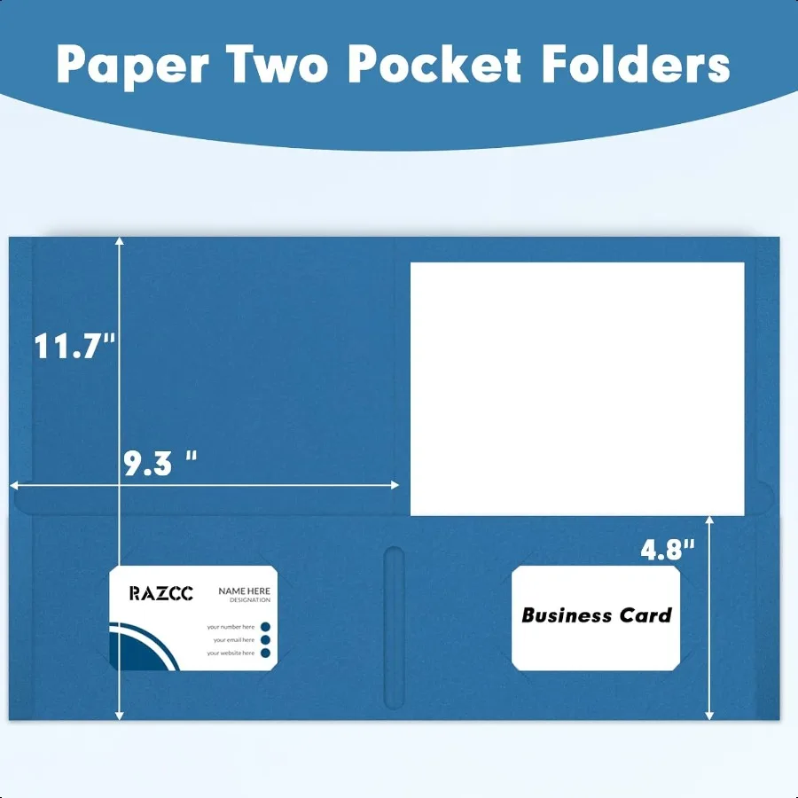 مجلد جيبين 50 عبوة من مجلدات الجيب تناسب حجم الرسالة مجلدات الورق الورقية مع جيوب للمكتب المدرسي Busin Home Navy