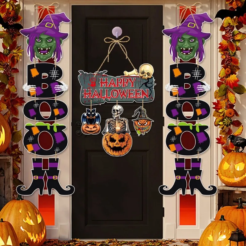 Cartoon Halloween Party Door Hanging Banner DIY Home Decor Pumpkin Skull Ornament