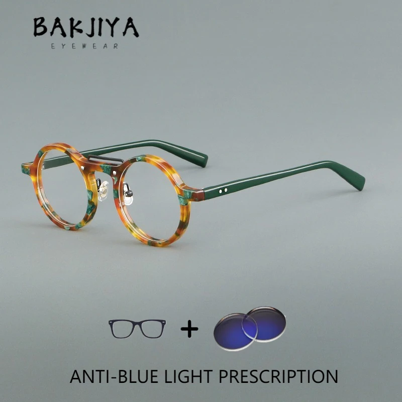 

Vintage Trend Acetate Optical Prescription Glasses Retro Round Frame Designer Men Women Computer Myopia Anti-Blue Light Glasses