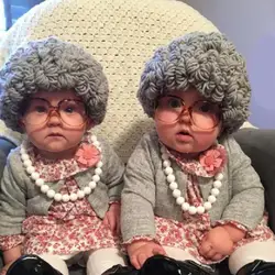 Winter Kids Wig Cap Little Granny Curly Hair Hat Children's Wigs Hats Little Old Ladies' Curly Hair Hats Newborn Photo Props