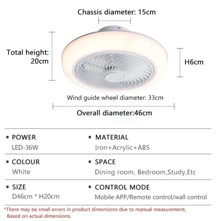 Ventilador de techo con luz LED, dispositivo silencioso, inteligente, con Control remoto por aplicación, para decoración de sala de estar y