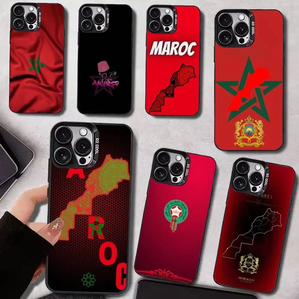 

Iconic M-Morocco Flag Map Phone Case For iPhone17,16,15,14,13,12,11 Plus,Pro Max Black Candy Matte Shockproof Cover