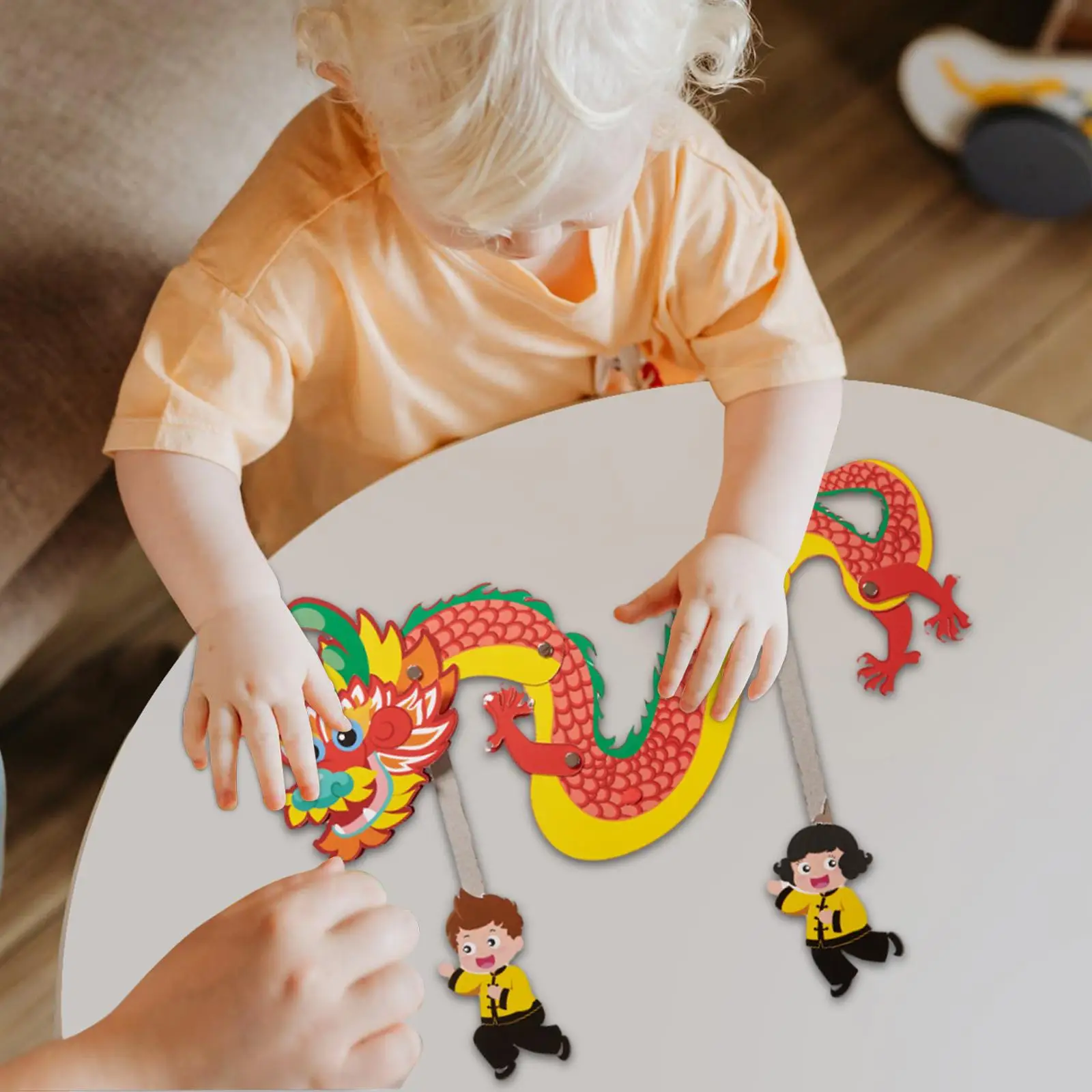 Chinese Paper Dragon Pick Paper Dragon Puppet Set, 3D Chinees Nieuwjaar Dragon Garland Decoratie voor lentefestivalkinderen