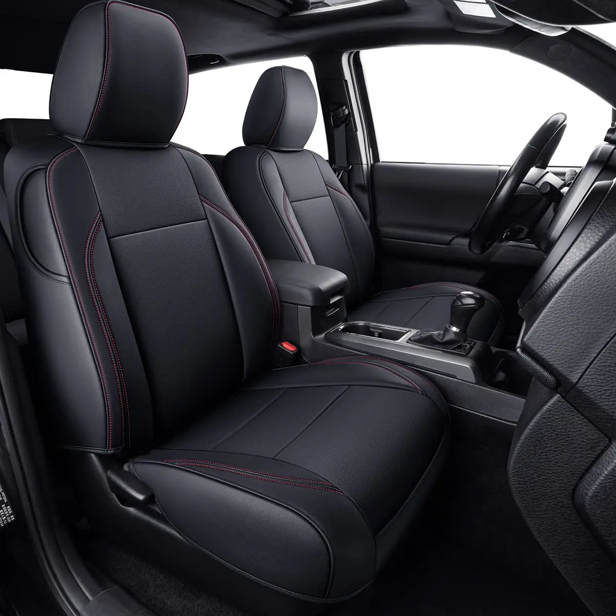 

Чехлы на сиденья Tacoma Custom Fit для кабины Tacoma 2024 2025 со искусственной кожей (черный и красный)