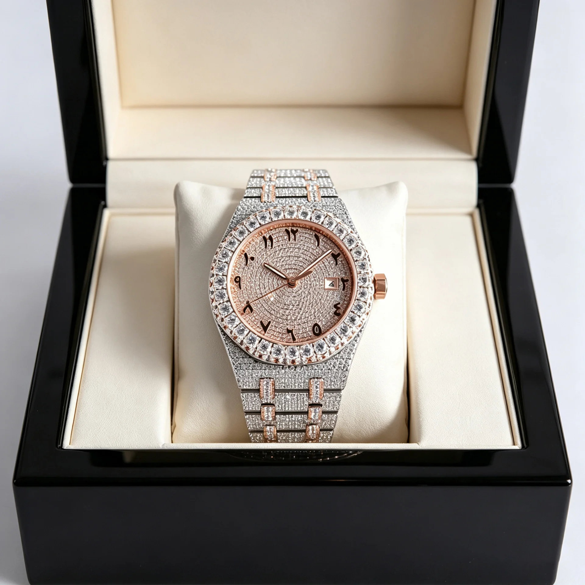 New Full Diamond Square Quartz Watch for Women's Diamond Set Watch, Light Luxury Fashion Roman Scale Women's Watch